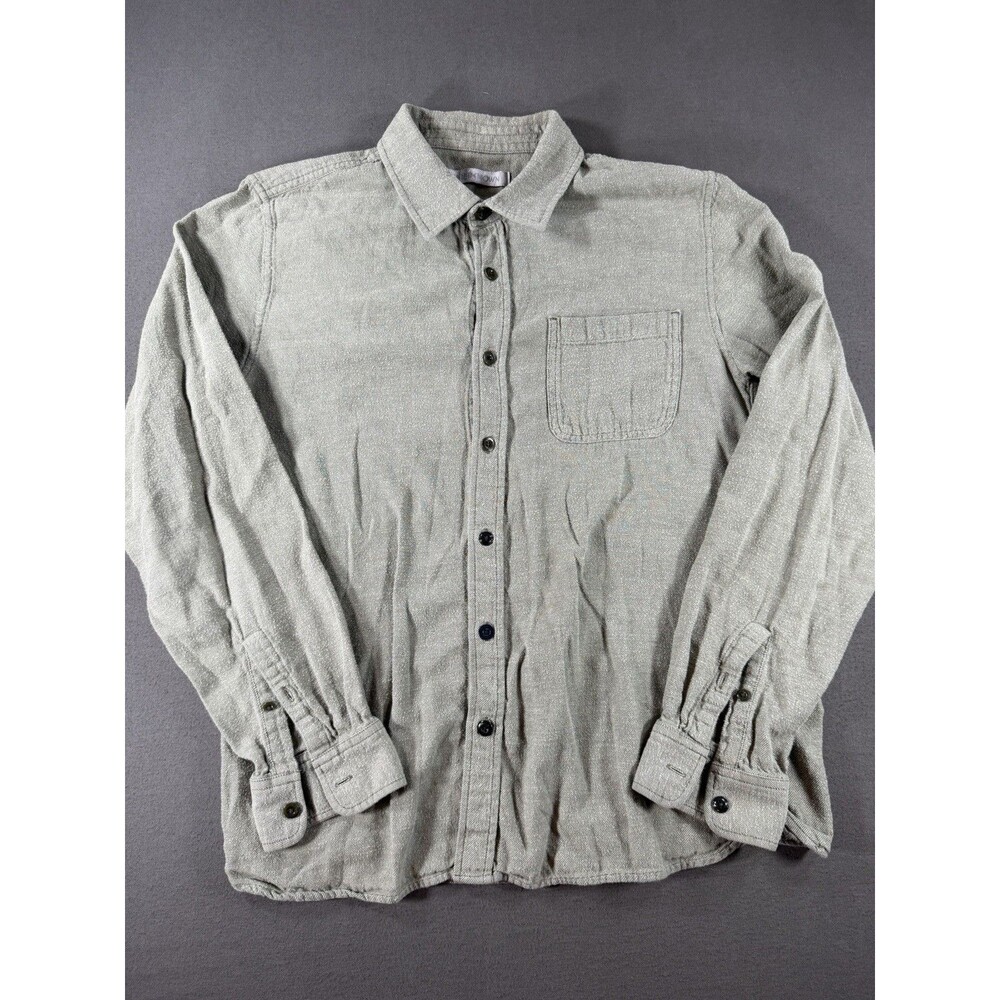 Outerknown Shirt Mens Medium Green Long Sleeve Flannel Army Green Surfer